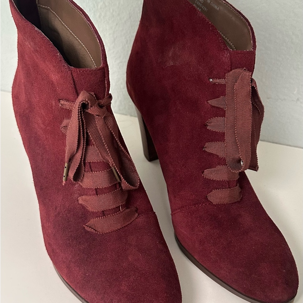 Adrienne Vittadini Rich Red Suede Ankle Boots